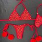 Red/Black Spandex Fur Two-Piece Bikini Lingerie Outfit