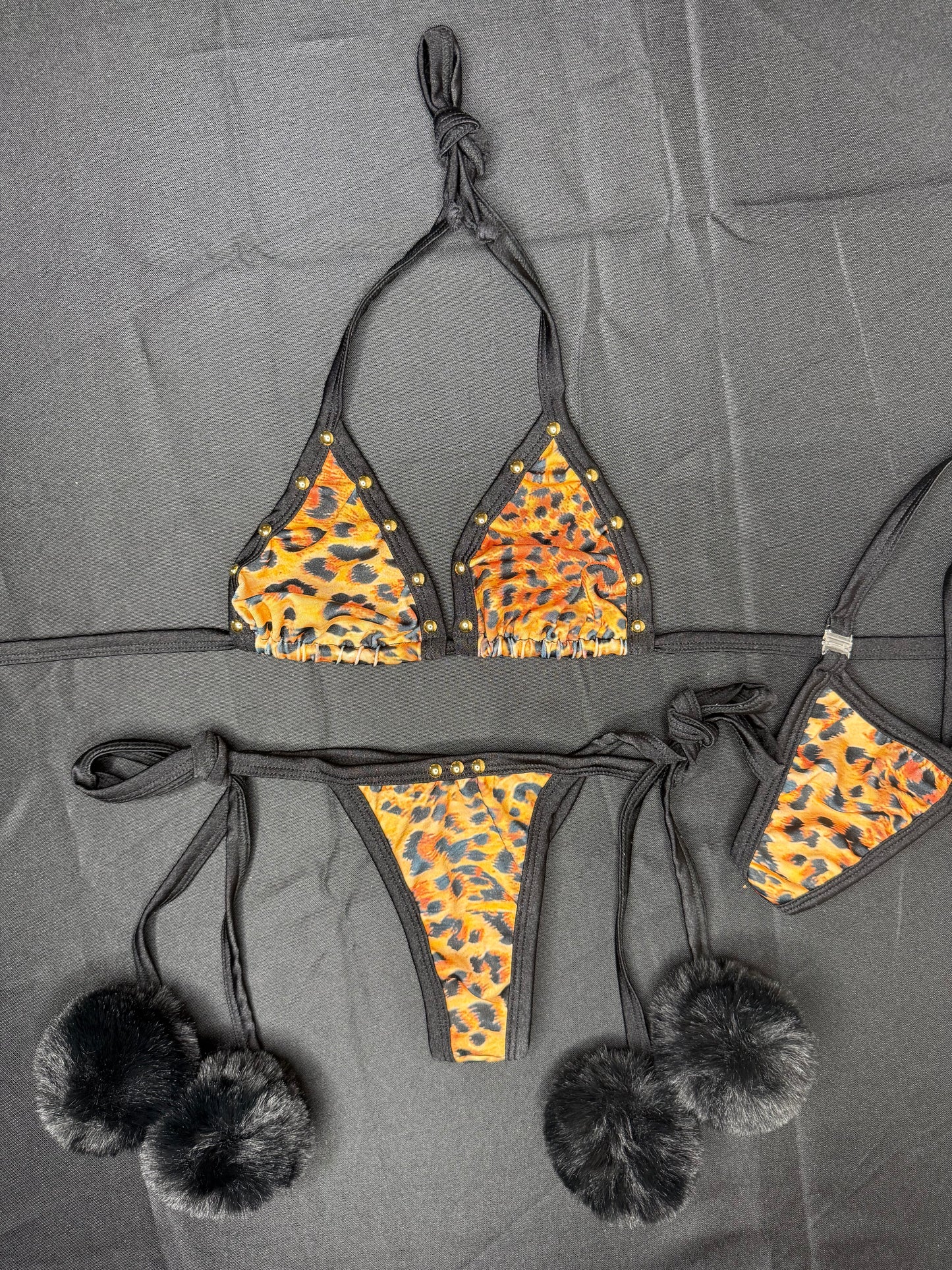 Tiger Animal Print Two-Piece Bikini Lingerie Outfit