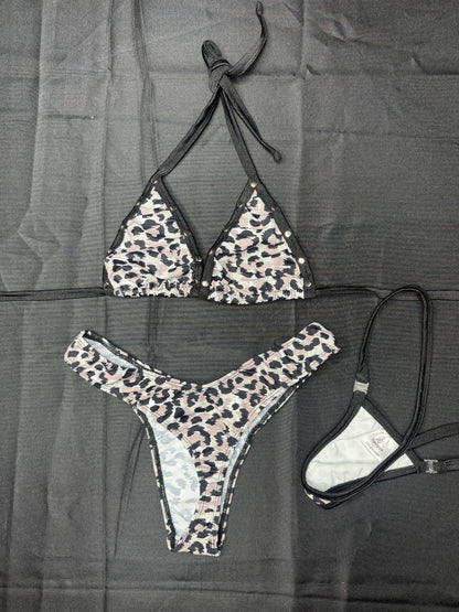 Cheetah Animal Print Bikini Top/Cheeky Thong Lingerie Outfit