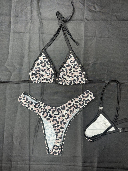 Cheetah Animal Print Bikini Top/Cheeky Thong Lingerie Outfit