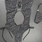Black Sparkle Mesh One-Piece Lingerie Outfit