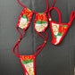 Exotic Dance Wear Sling Shot Outfit Red/Green Lingerie