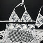 White/Black Designer Bikini Top/Chap Shorts Two-Piece Lingerie Outfit