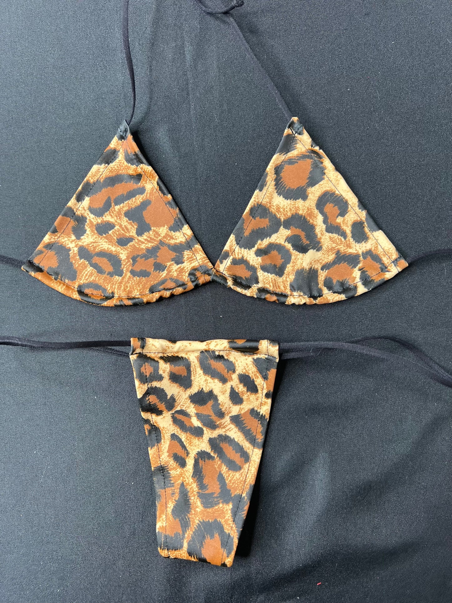 Animal Print Two-Piece Micro Bikini Lingerie Outfit