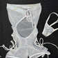 Metallic Silver Spandex/White Mesh One-Piece Lingerie Outfit