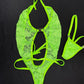 Neon Green Lace One-Piece Lingerie Outfit