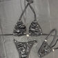 Black Spandex Bikini Top/Silicone Bottoms Two-Piece Lingerie Outfit