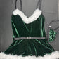 Green Velvet Christmas Lingerie Skirt