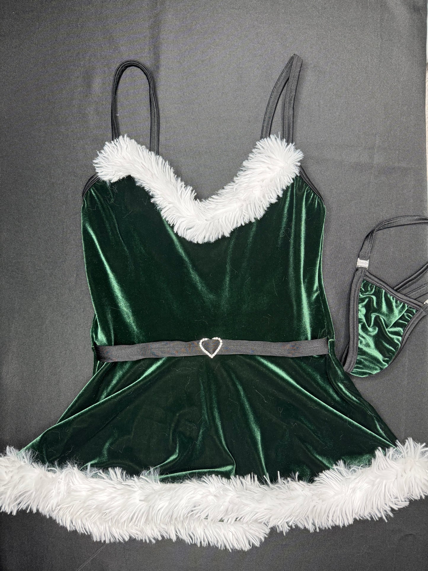 Green Velvet Christmas Lingerie Skirt