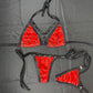 Red VELVET Designer Two-Piece Bikini Lingerie Outfit