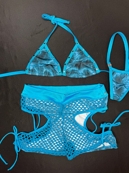 Cosmic Turquoise Bikini Top/Shorts Two-Piece Lingerie Outfit