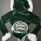 Green Velvet Hoodie One-Piece Leotard Christmas Outfit