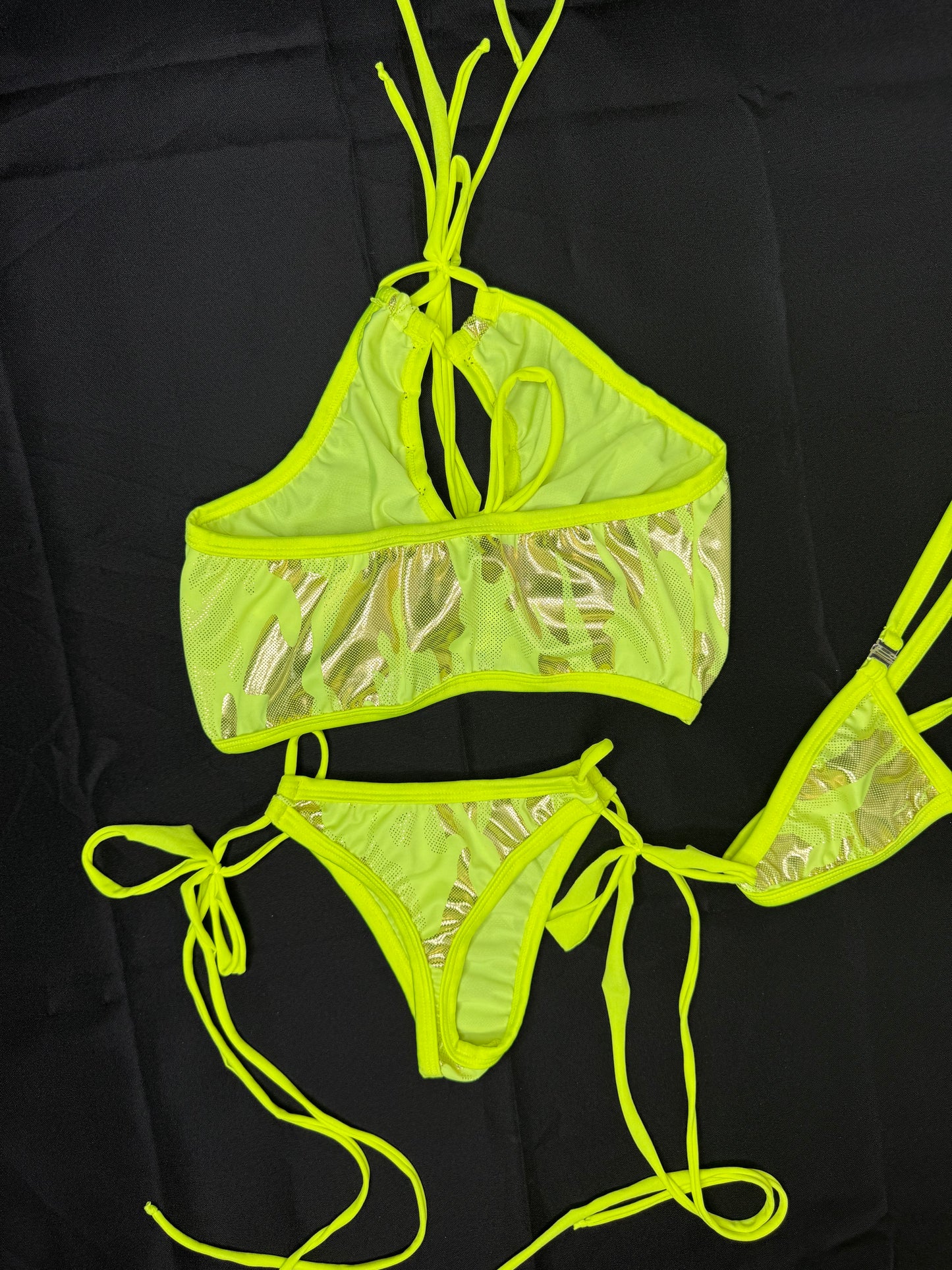 Yellow Camo Spandex Sports Bra/Bikini Bottom Two-Piece Lingerie Outfit