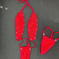 Red Mesh Two-Piece Sling-Shot Skirt Lingerie Outfit
