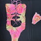 Baby Pink/Yellow Spandex One-Piece Lingerie Outfit