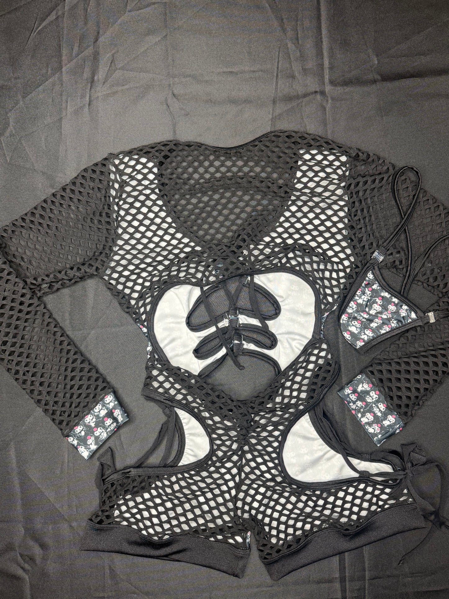 Black Spandex Kuromi Romper Lingerie Outfit