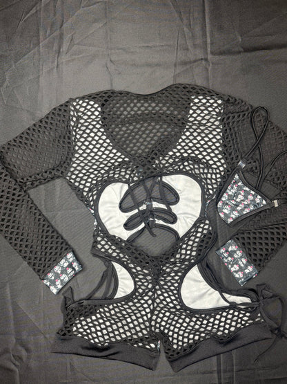 Black Spandex Kuromi Romper Lingerie Outfit