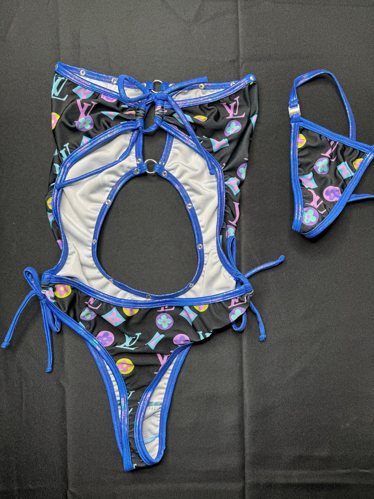 Purple/Black One-Piece Exotic Dancer Outfit