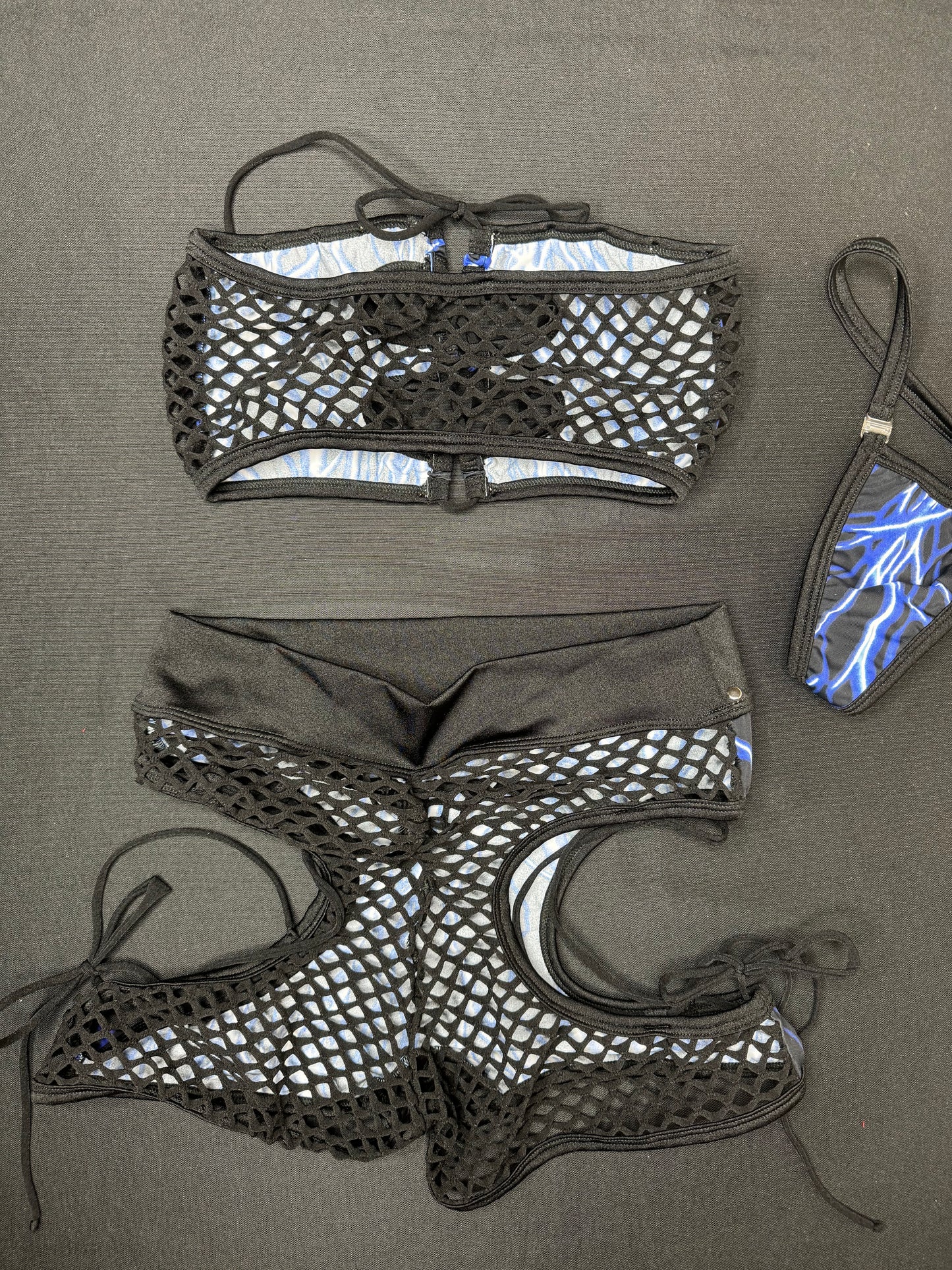 Black/Blue Lightning Tube Top/Shorts Lingerie Outfit