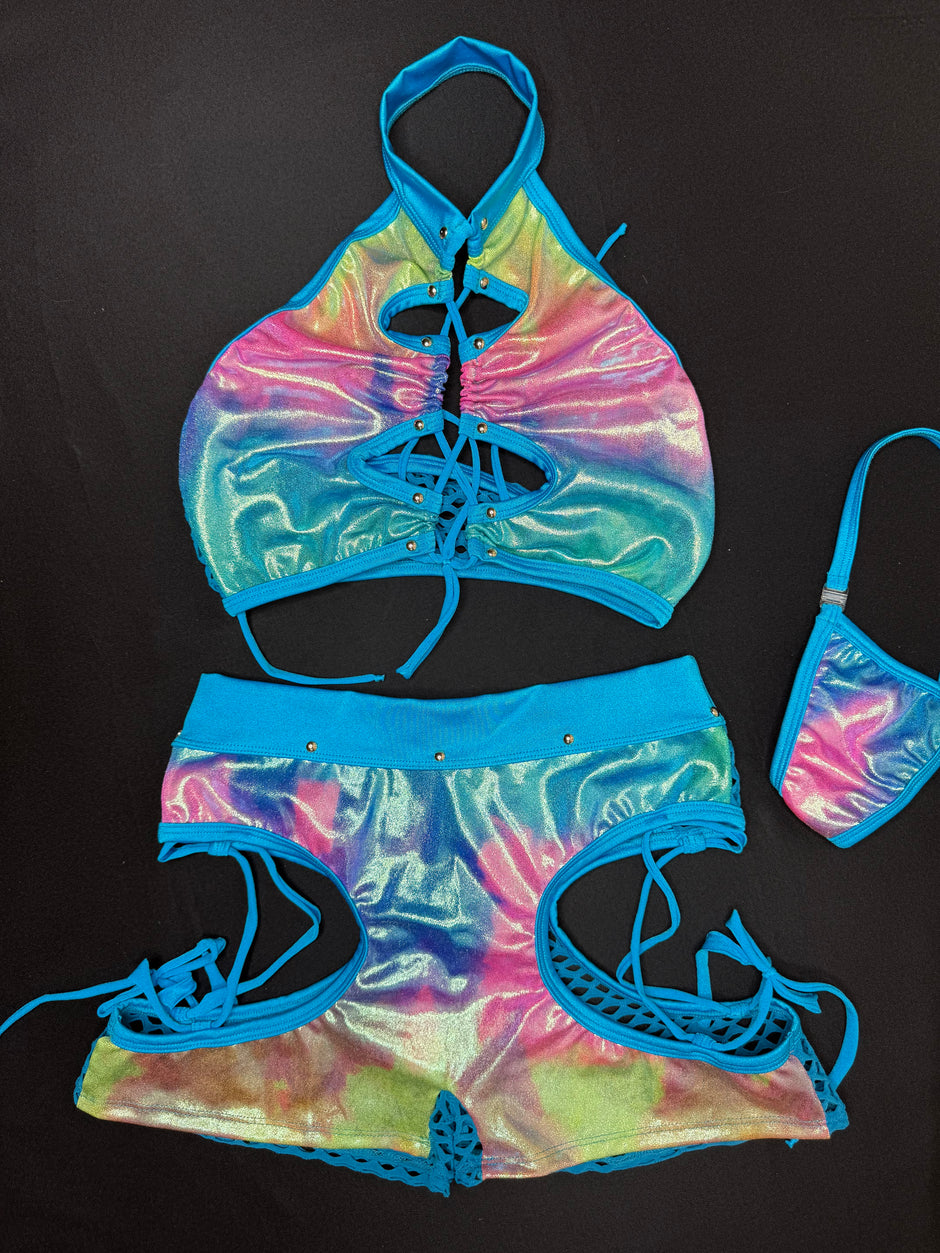 Ombre Reflective Two Piece Pant Set – Sexy Nightclub Suit