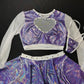 Microdot Lavender Two-Piece Long Sleeve Fringe Top/Skirt Lingerie Outfit