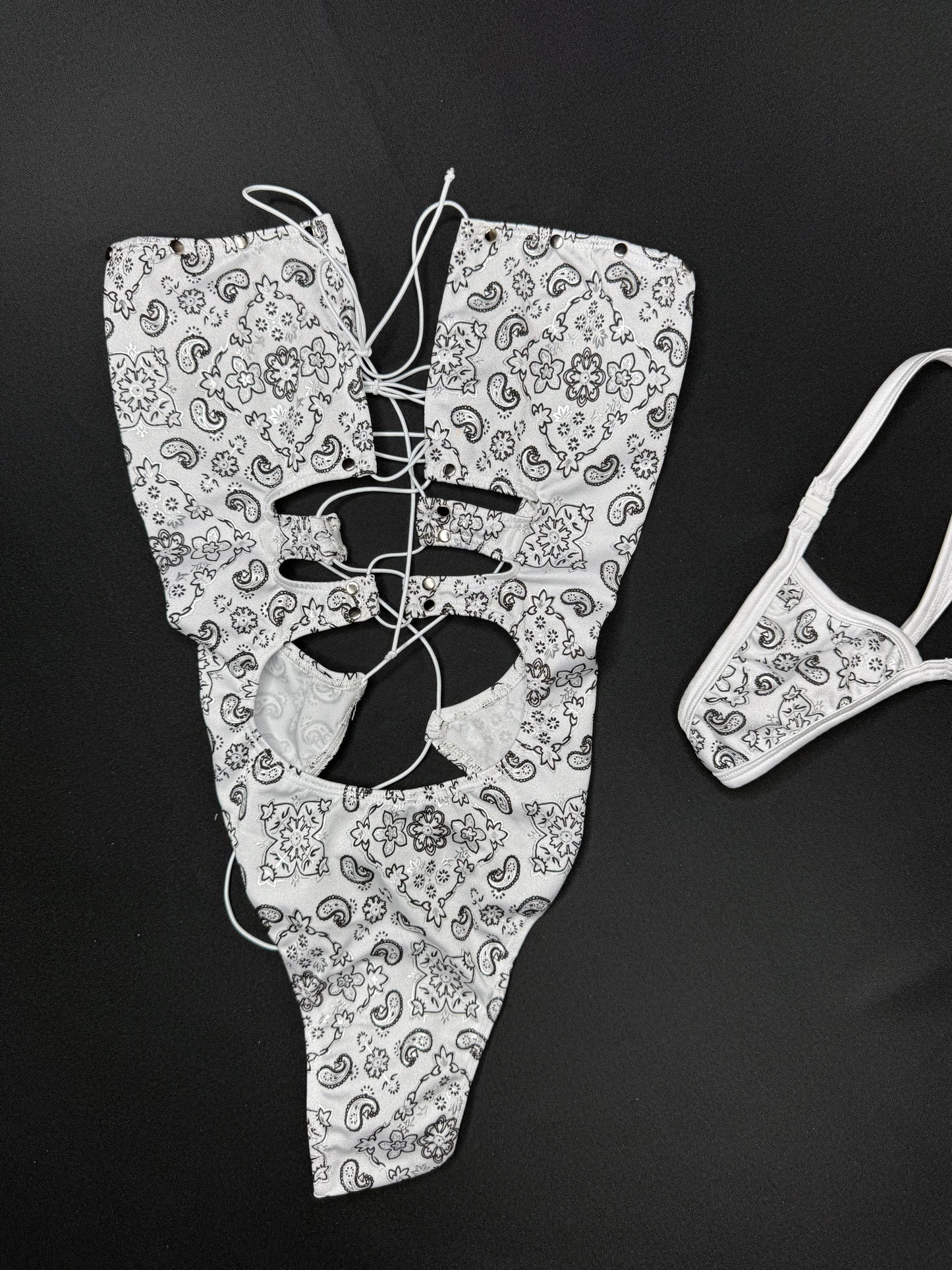 White Bandana Spandex One-Piece Lingerie Outfit