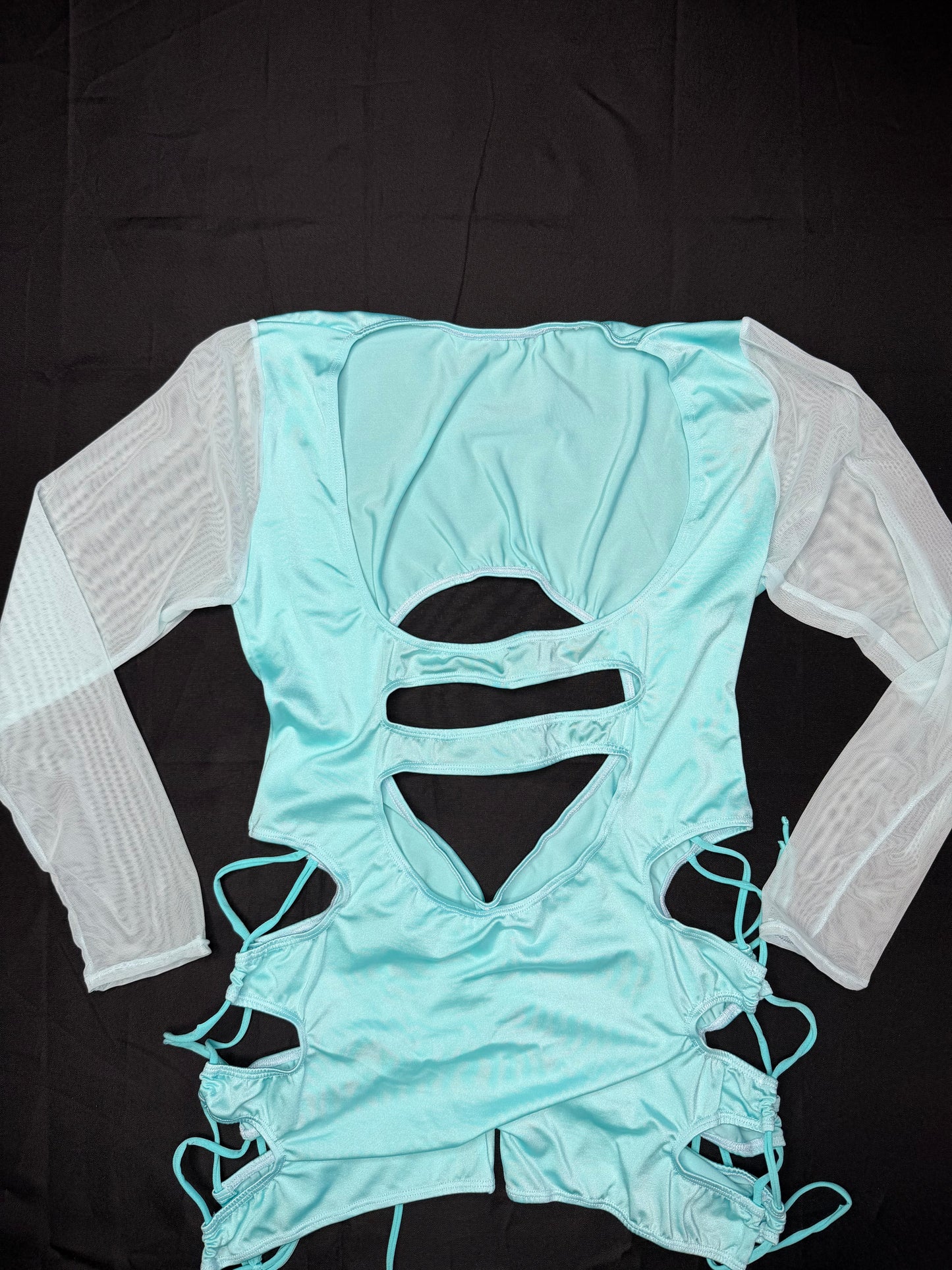 Baby Blue Spandex Romper Lingerie Outfit