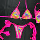 Hot Pink/Mystic Rainbow Two-Piece Lingerie Bikini Outfit