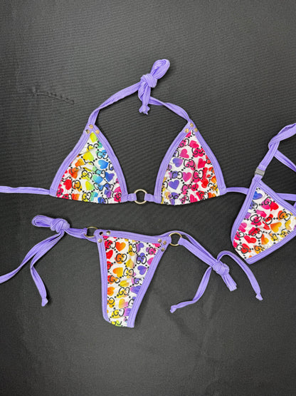 Lavender Designer Two-Piece Side-Tie Bikini Lingerie Outfit