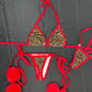 Animal Print/Red Spandex Two-Piece Bikini Lingerie Outfit