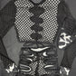 Black/White Cow Print Spandex Fishnet Long Sleeve/Shorts Two-Piece Lingerie Outfit