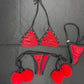 Red/Black Spandex Red Fur Two-Piece Bikini Lingerie Outfit