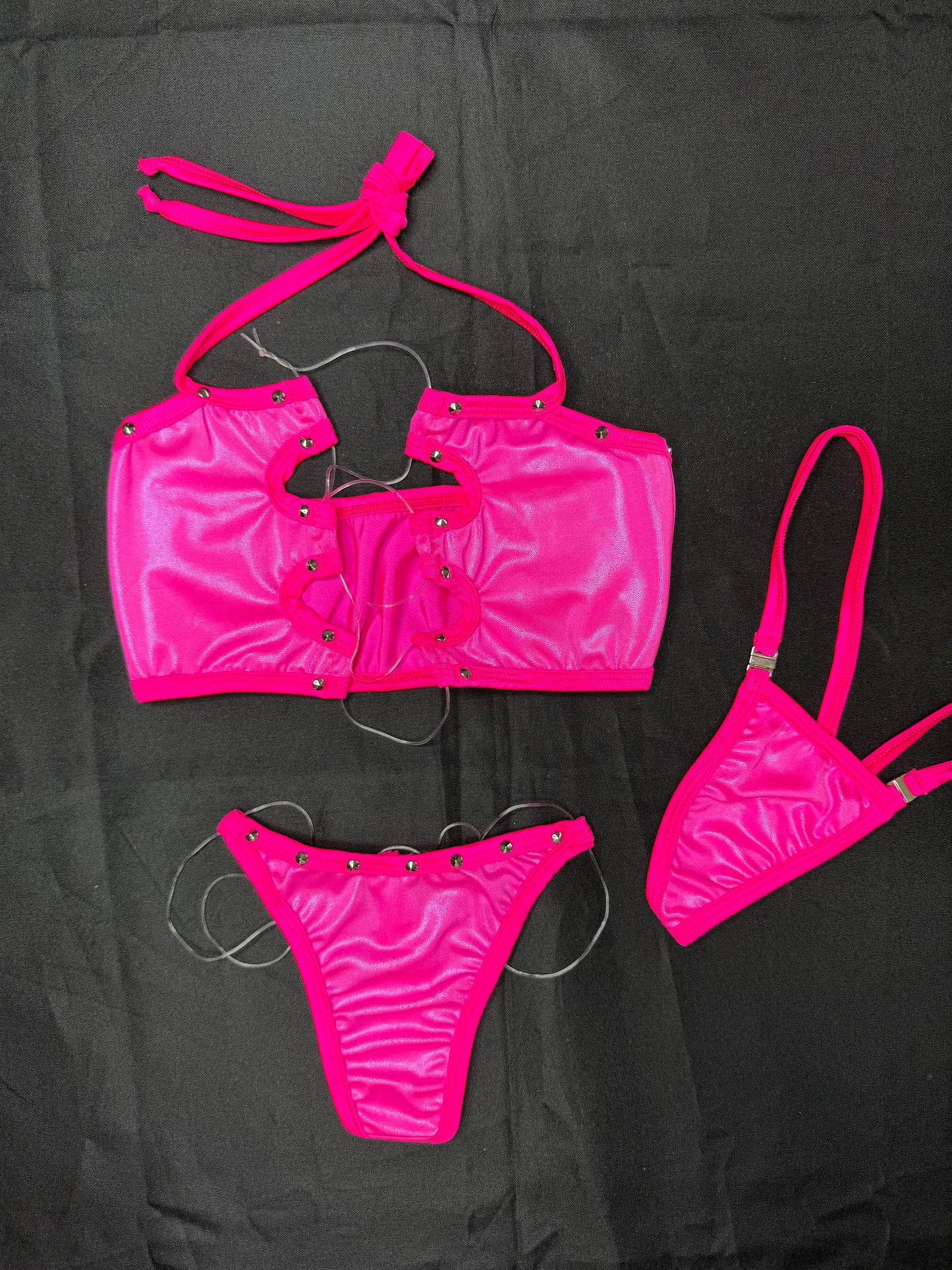 Matrix Hot Pink/Pink Spandex Sports Bra/Thong Two-Piece Lingerie Outfit