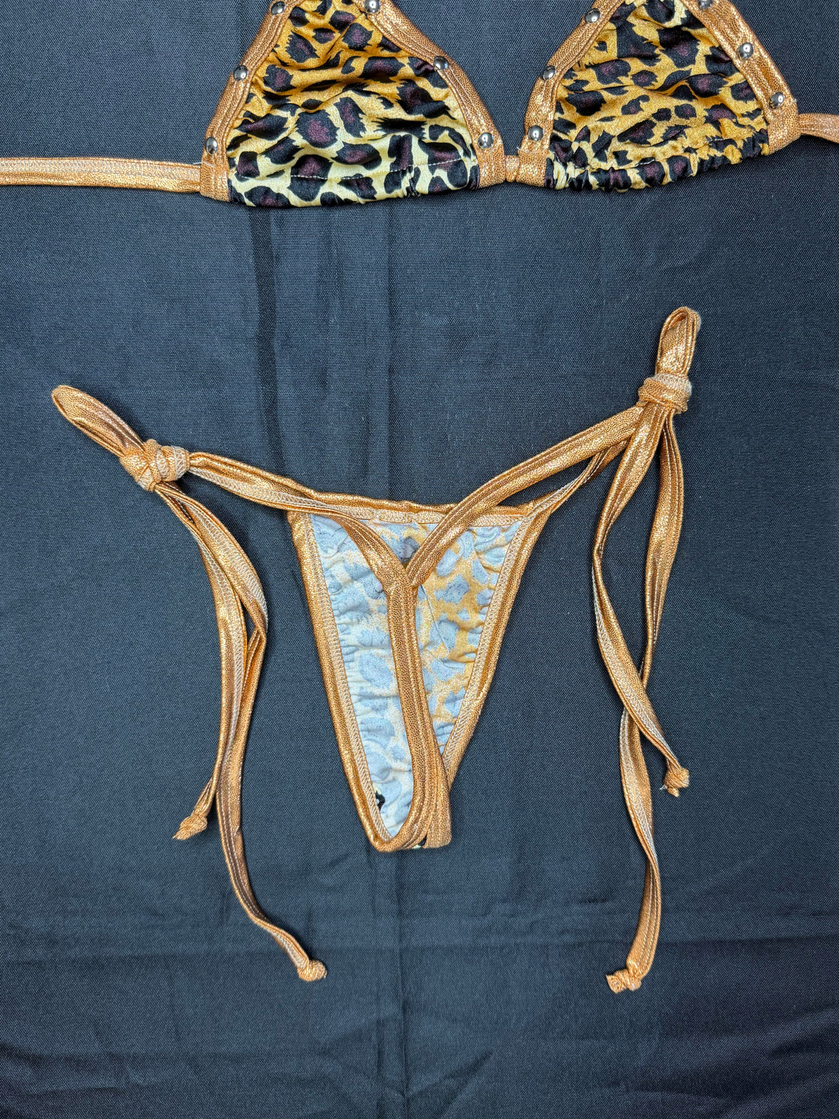 Cheetah Animal Print/Copper Spandex Bikini Lingerie Outfit
