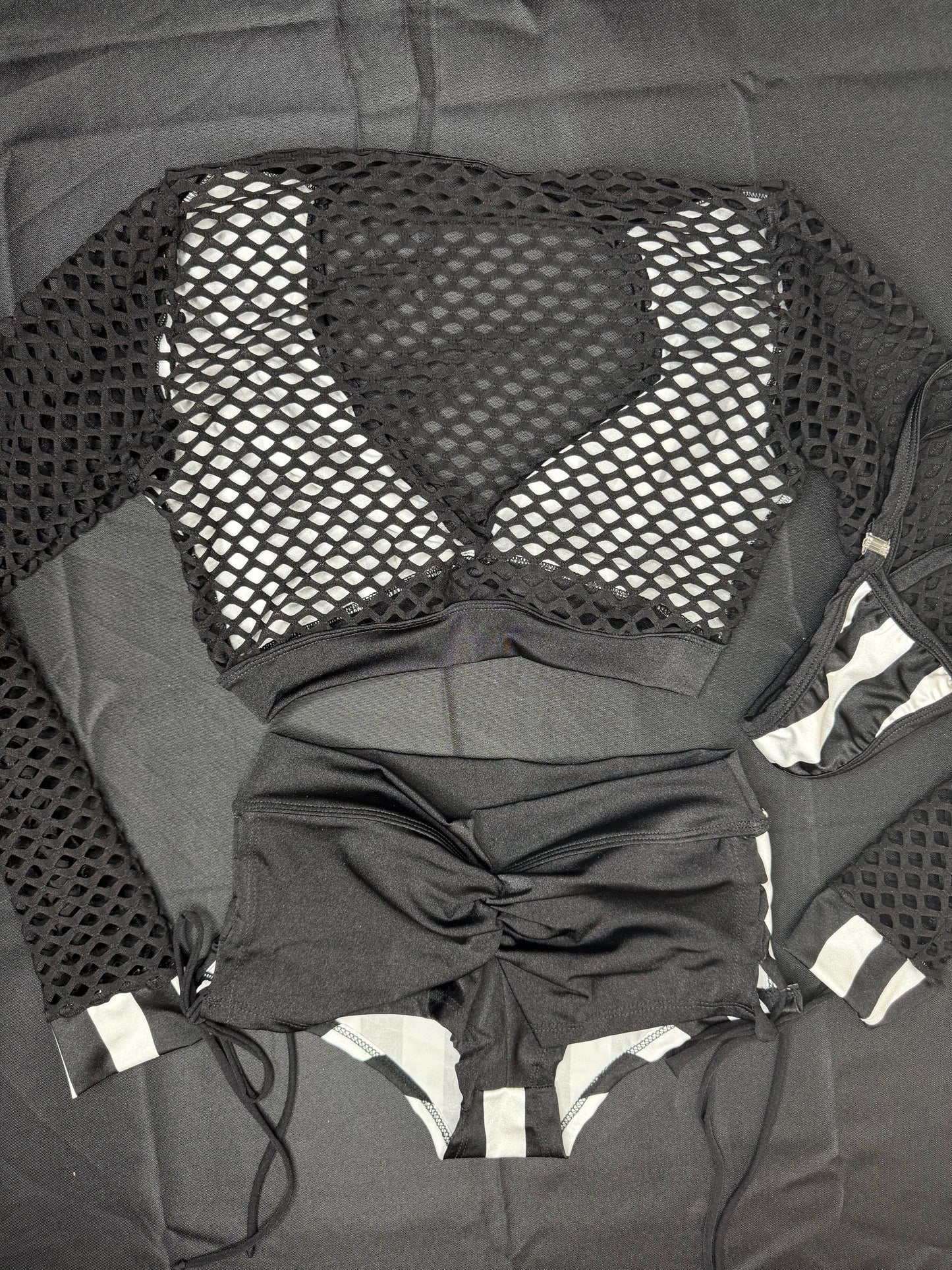 Referee Black/White Spandex Long Sleeve/Shorts Two-Piece Lingerie Outfit
