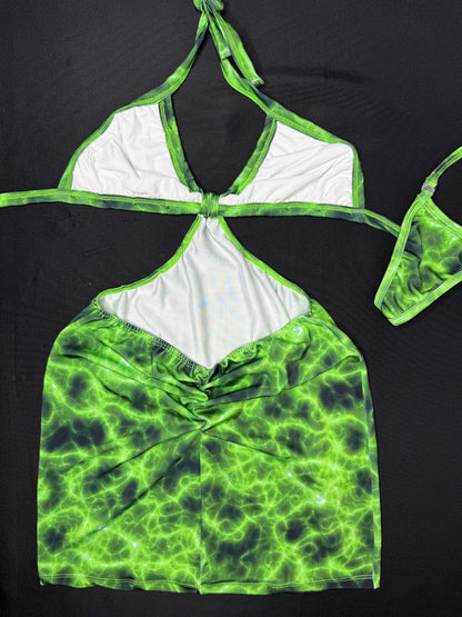 Cosmic Green One-Piece Dress Outfit