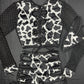 Black/White Cow Print Spandex Fishnet Long Sleeve/Shorts Two-Piece Lingerie Outfit