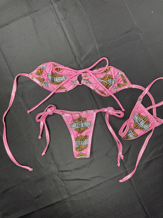 Metallic Pink/Pink Harley Two-Piece Lingerie Outfit