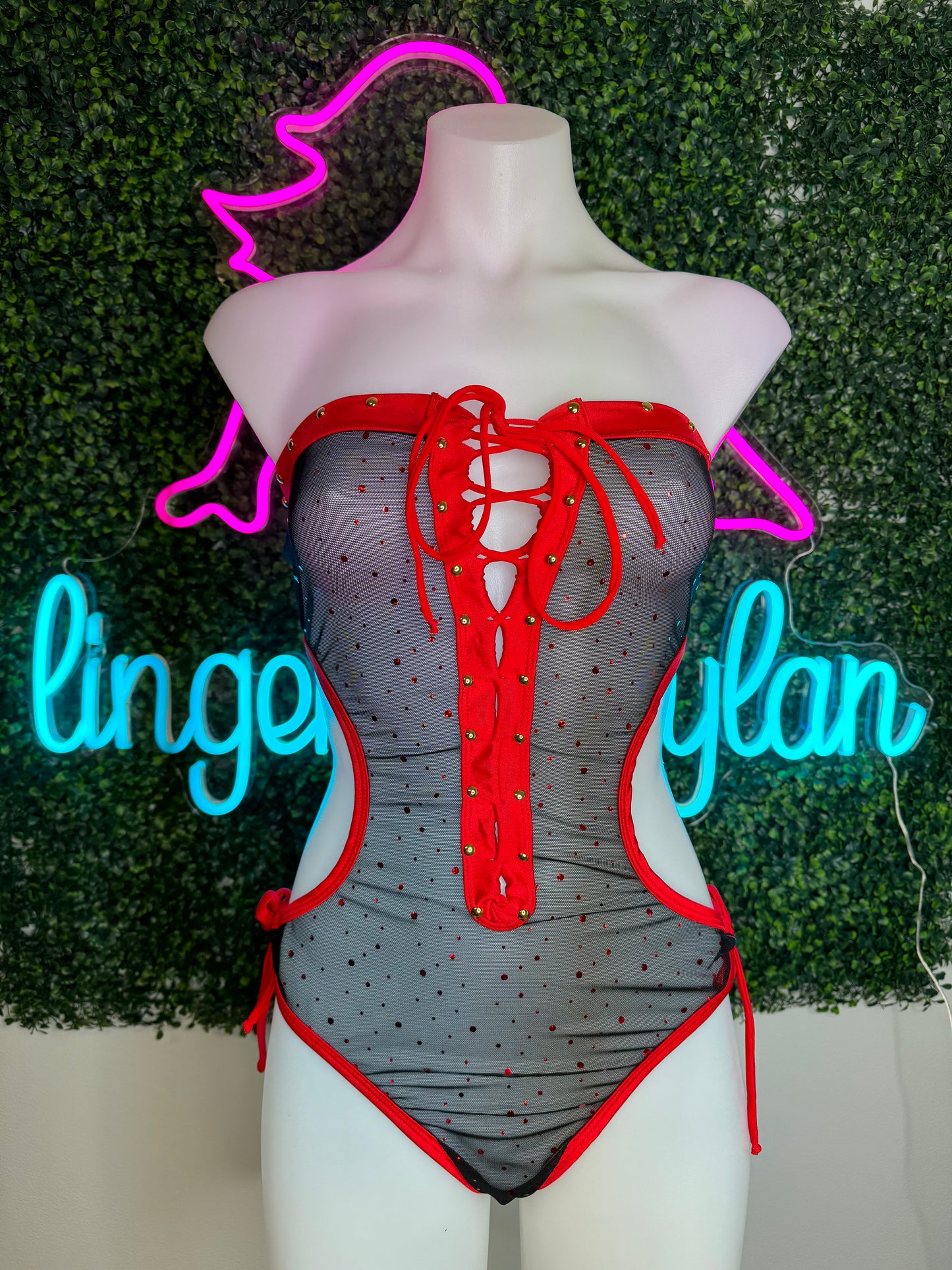 Red/Black One-Piece Stripper Outfit