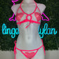 heart latex bikini two-piece stripper outfit