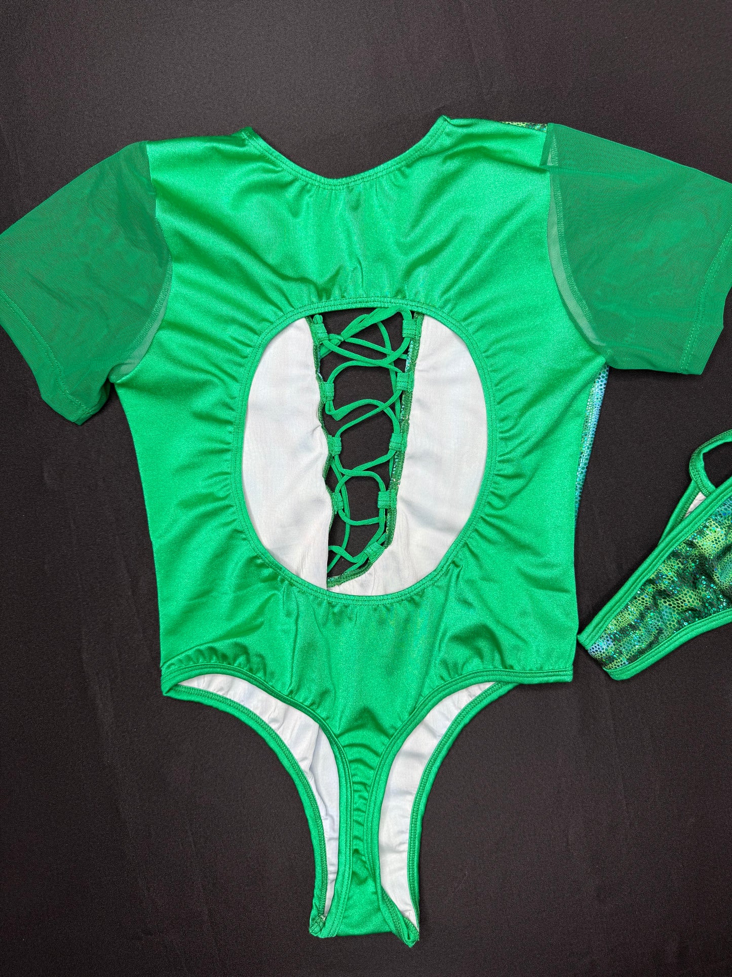 Green Animal Print Short Sleeve One-Piece Lingerie Outfit