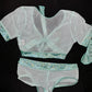 Metallic Mint Spandex/Mint Mesh Two-Piece Lingerie Outfit