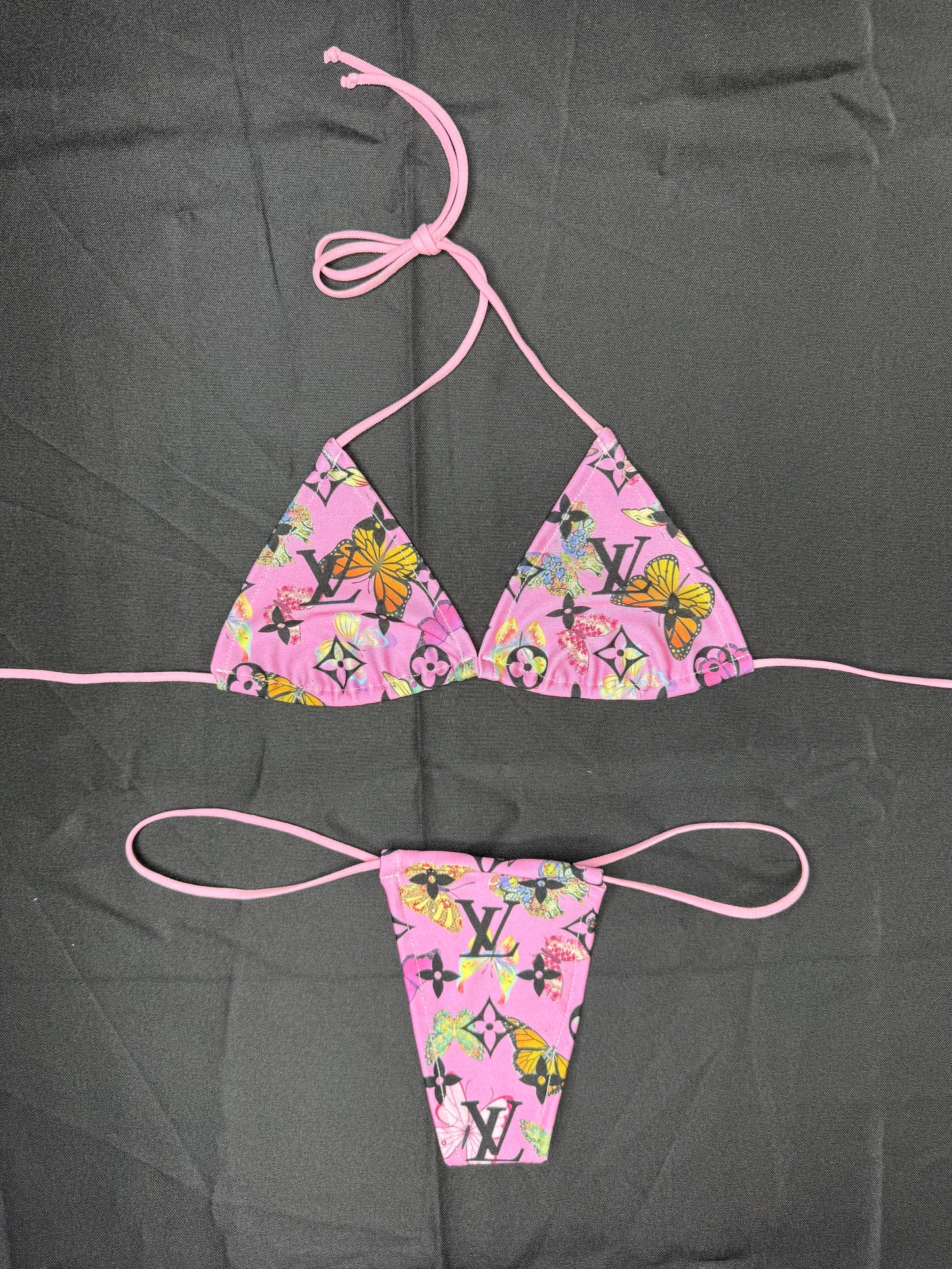 Baby Pink Designer Two-Piece Micro Bikini Lingerie Outfit