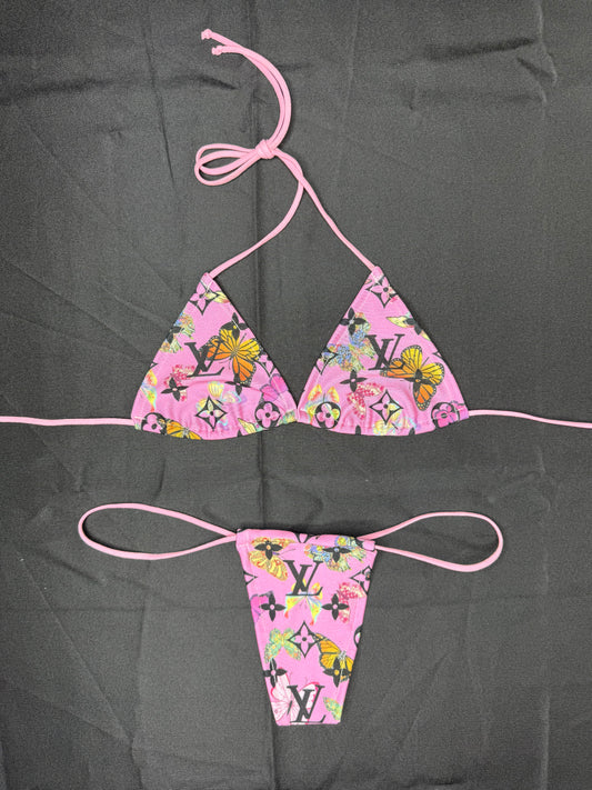 Baby Pink Designer Two-Piece Micro Bikini Lingerie Outfit