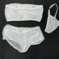 Metallic Silver/White Mesh Two-Piece Exotic Dancer Outfit