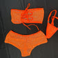 Orange Mesh Tube Top/Shorts Two-Piece Lingerie Outfit