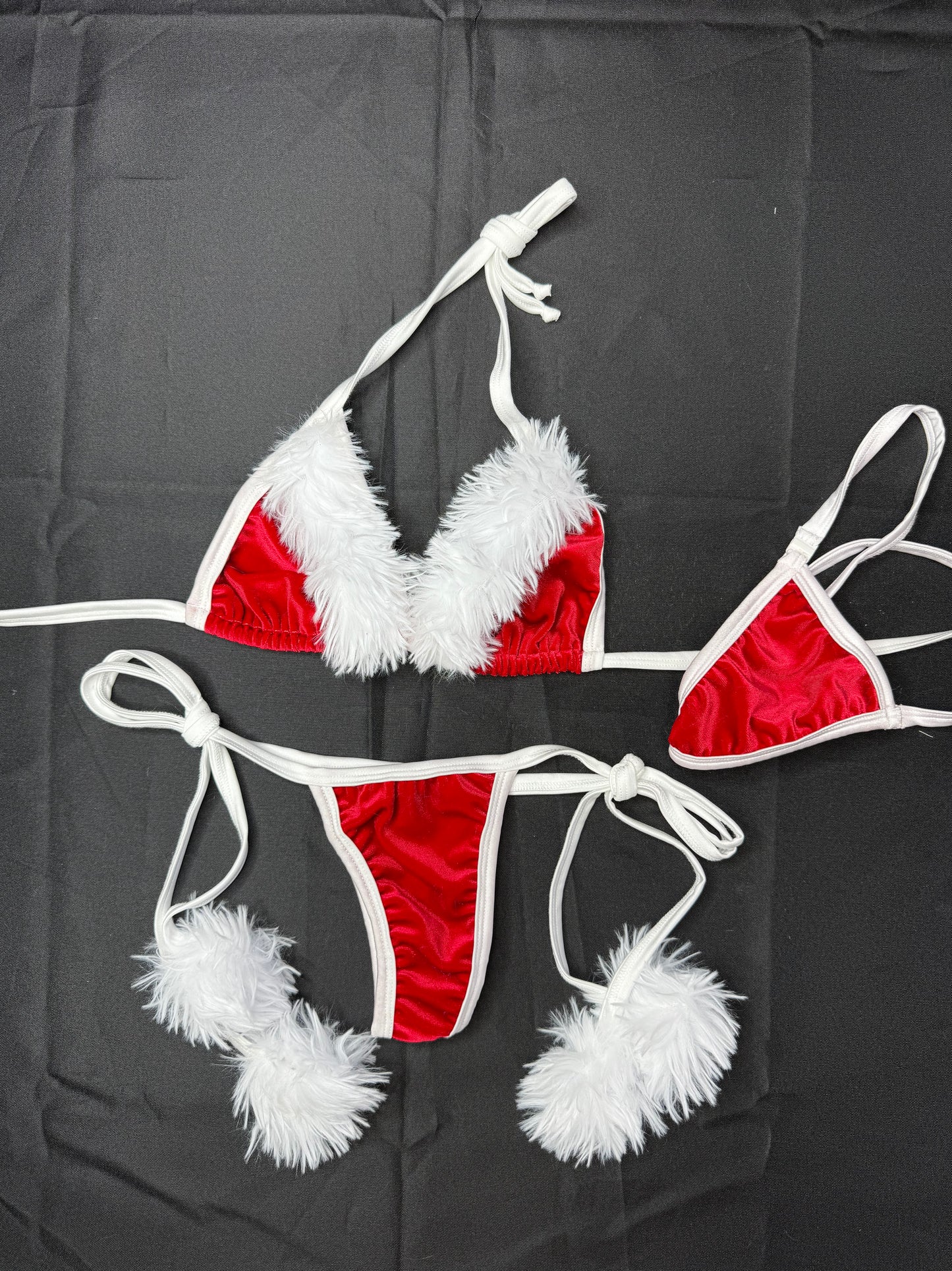 Red Velvet/White Fire Four-Piece With Hat Lingerie Outfit