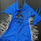 Royal Blue Mesh/Stretch Fabric Chrome Fringe Romper