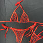 Metallic Red/Designer Spandex Two-Piece Lingerie Outfit