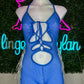 Royal Blue Mesh/Stretch Fabric Chrome Fringe Romper